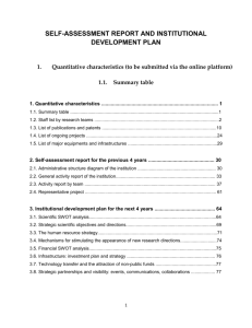self-assessment report and institutional development plan