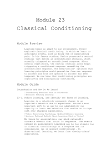 Module 23 Classical Conditioning Module Preview Learning helps