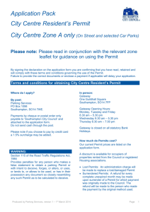 Zone A (City Centre) Resident`s permit