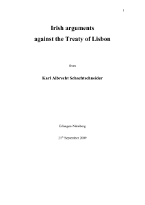Irish arguments against the Treaty of Lisbon1