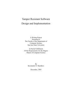 Tamper Resistant Software - Department of Computer Science