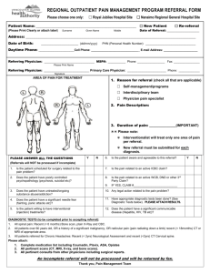 regional outpatient pain clinic program referral form