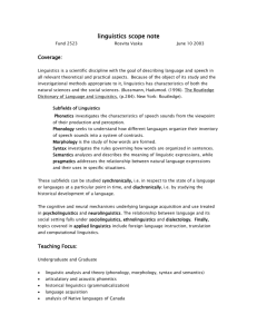 LINGUISTICS SCOPE NOTE - University of Calgary