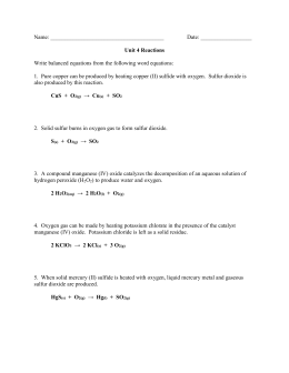 Lab 11 Empirical Formula of copper sulfide