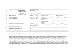 MSc Biotechnology - Northumbria University