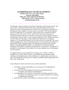 Anth 355 Anthropology of Development