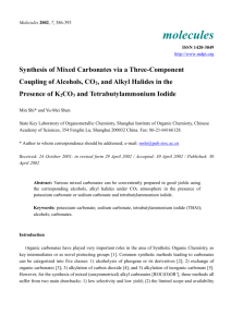 Carbonate Synthesis via a Three-Component Coupling of an