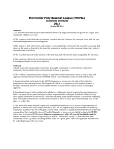 Mel Harder Pony Baseball League (MHPBL) Guidelines and Rules