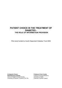 PATIENT CHOICE IN THE TREATMENT OF DIABETES -