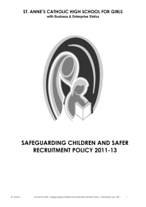 Safeguarding children and Safer Recruitment