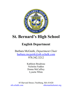 St. Bernard`s High School English Department Barbara McGuirk