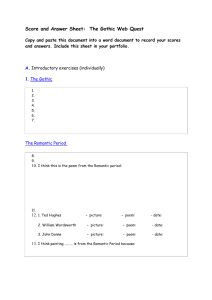 Score and Answer Sheet: The Gothic Web Quest