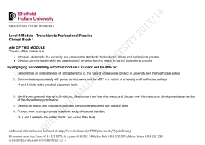 Level 4 Module - Transition to Professional Practice Clinical Block 1