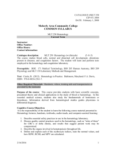 MLT 250 Hematology - Moberly Area Community College