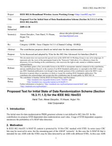 Proposed Text for Initial State of Data Randomization Scheme