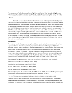 The Assessment of Anion Concentrations in Tap Water and Raritan