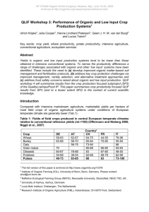 QLIF Workshop 3: Productivity of Organic and Low Input Systems