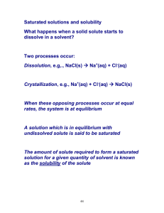 Saturated solutions and solubility
