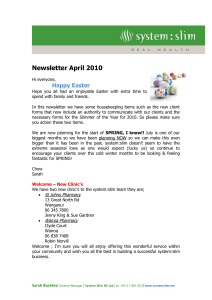 Newsletter April 2010 Hi everyone, Happy Easter Hope you all had