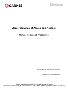 Zero Tolerance of Abuse and Neglect