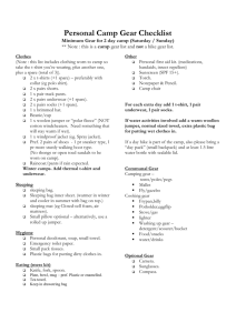 Personal Camp Gear Checklist