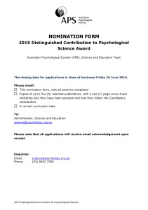 NOMINATION FORM 2015 Distinguished Contribution to