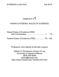 EVIDENCE (LAW 543) - University of Hawaii