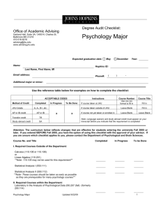 Psychology Major - Office of Academic Advising