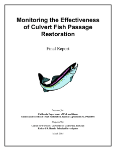 Monitoring the Effectiveness of Culvert Fish Passage Restora
