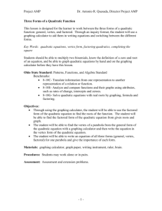 Team 2 Lesson: The Three Forms of Quadratic Functions