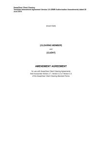 SwapClear Client Clearing Amendment Agreement Version 2.0