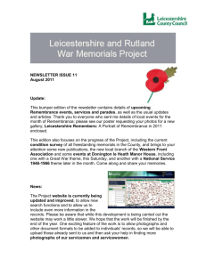 War memorials study day: - Leicestershire County Council