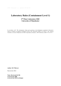 Specimen Laboratory Rules - Example for Containment Level 1