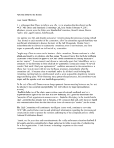 Ethics and Standards Committee resignation letter.