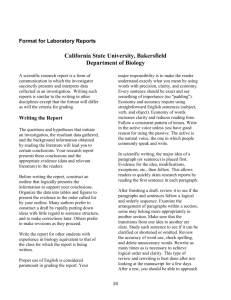 Format for Laboratory Reports - California State University, Bakersfield