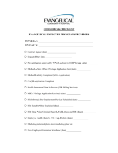 Onboarding Checklist – Employed Physicians