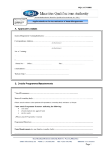 Application Form for Registration as Manager