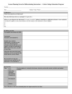 Learning Event Lesson Plan Form – Draft A