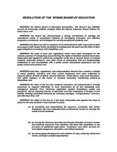 resolution of the wynne board of education