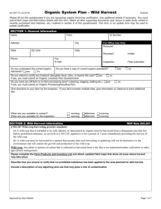 Wild Harvest Organic Systems Plan Questionnaire