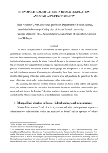 ETHNOPOLITICAL SITUATION IN RUSSIA: LEGISLATION AND