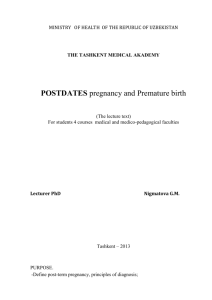 08 POSTDATES pregnancy and Premature birth