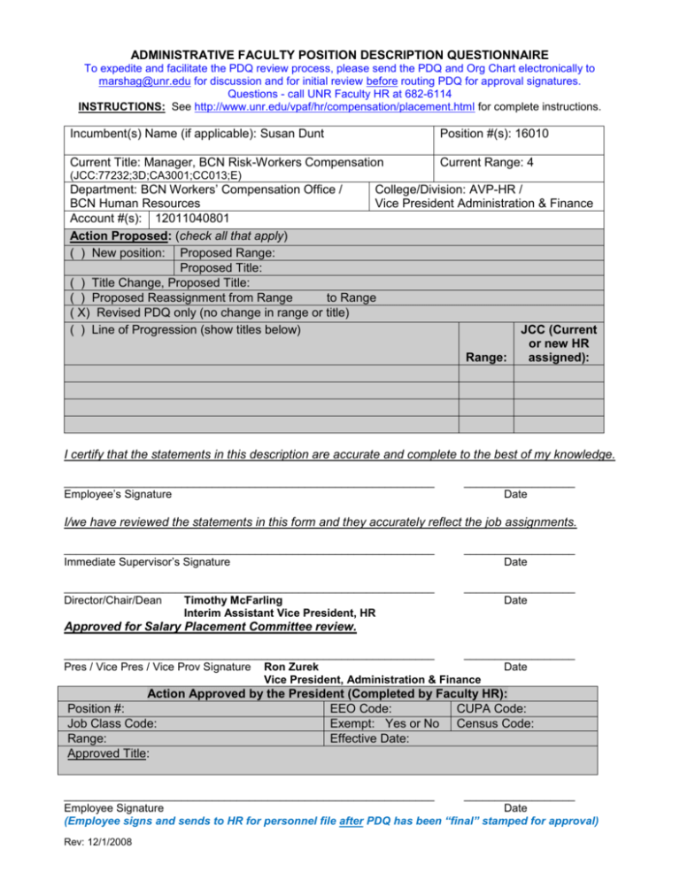 Data Quality Management Position Description