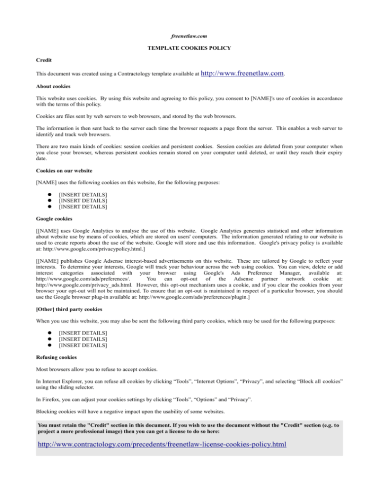 Template Cookies Policy