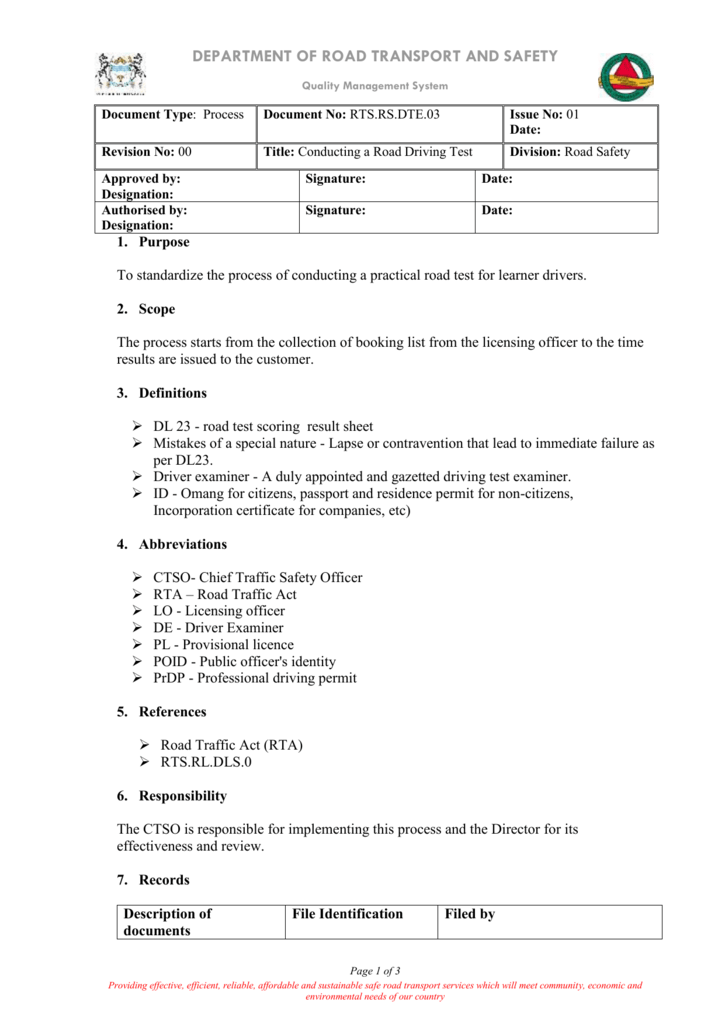 Testing Of Vehicles For Roadworthiness