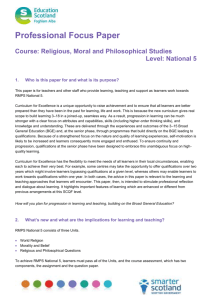 Professional Focus Paper: Religious, Moral and Philosophical