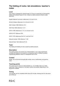 The folding of rocks: lab simulations: teacher`s notes