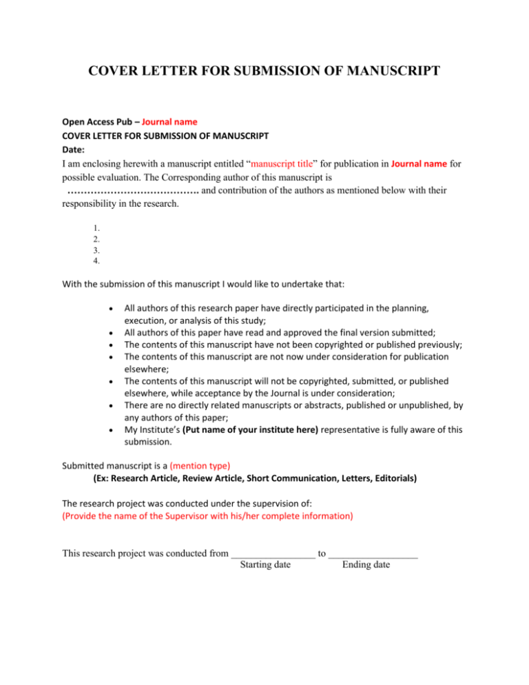 cover letter to bank for submission of documents