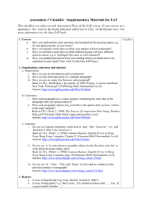 Assessment 3 Checklist - Supplementary Materials for EAP