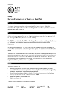 Employment of Overseas Qualified Nurses Policy